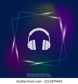 Headphones vector neon light  icon. Flat headphones icon. Layers grouped for easy editing illustration. For your design