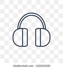 Headphones vector outline icon isolated on transparent background, high quality linear Headphones transparency concept can be used web and mobile