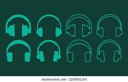Headphones vector set icon. Modern vector set icon design template