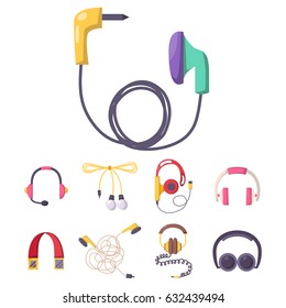 Headphones vector set music technology accessory studio sound design collection dj speaker.
