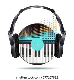 headphones with vinyl disk and equalizer