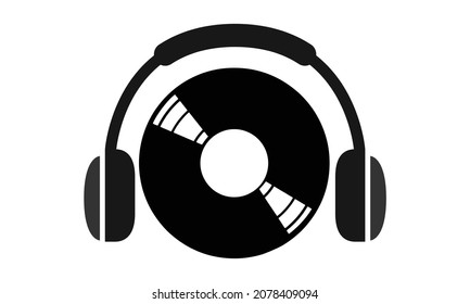 Headphones vinyl Headset Logo vector  