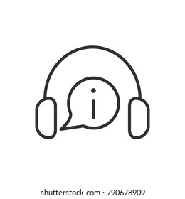Headphones and voice cloud. linear icon. Line with Editable stroke