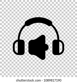 Headphones and volume level. Max volume level. Simple icon. On t