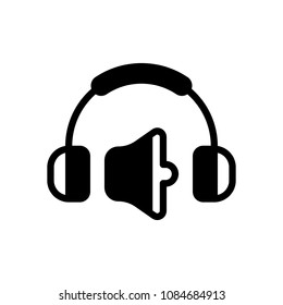 Headphones and volume level. Medium volume level. Simple icon