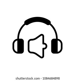 Headphones and volume level. Mute volume level. Simple icon