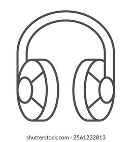 Headphones for warming ears thin line icon, headwear technology concept. Vector graphics. Warm headset sign on white background, outline style icon for mobile or web design