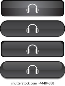  headphones  web buttons. Vector illustration.