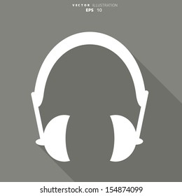 Headphones web icon, flat design