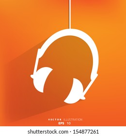 Headphones web icon, flat design