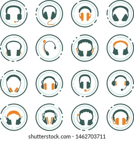 Headphones web icons for user interface design