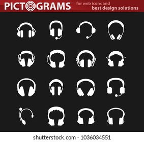 Headphones web white icons for user interface design