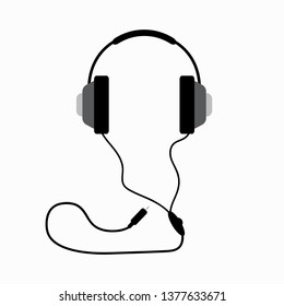 Headphones with wire. Isolated element. Simple vector illustration.