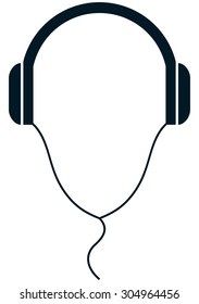 Headphones wire simple vector illustration isolated on white