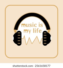 Headphones wired, wireless for music. Icons, musical detail, musical item.