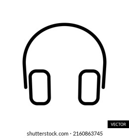 Auriculares o icono vectorial de auriculares inalámbricos en diseño de estilo de línea para el diseño de sitios web, aplicación, interfaz de usuario, aislado en fondo blanco. Escucha el concepto musical. Trazo editable. Ilustración vectorial EPS 10.