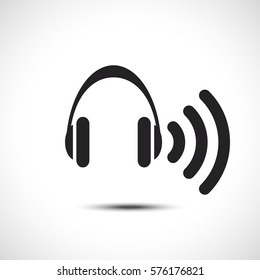 Headphones wireless Icon. Vector Illustration. Volume Sound Flat Icon.