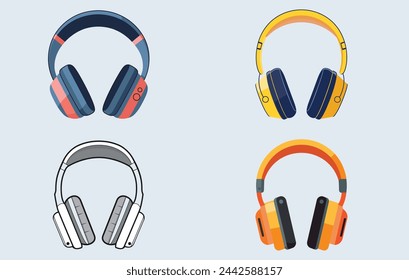 Headphones wireless vector isolated. Youth fashion hipster cool headphones illustration in minimalist style.
