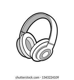 Headphones wireless white vector isolated. Youth fashion hipster cool headphones illustration minimalist style for logo, sign, poster, postcard, fashion booklet, flyer. Music headphones logo outline.