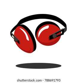 headphones working, construction, red for hearing protection. Perfect to wear to see the character, or to use as an icon