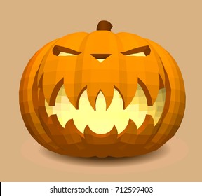 Head-pumpkin on a beige background for decoration of any holiday graphics for the holiday Halloween.
