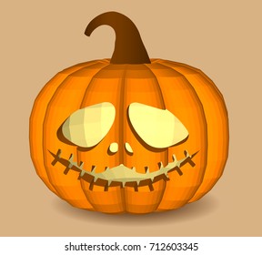 Head-pumpkin on a beige background for decoration of any holiday graphics for the holiday Halloween.
