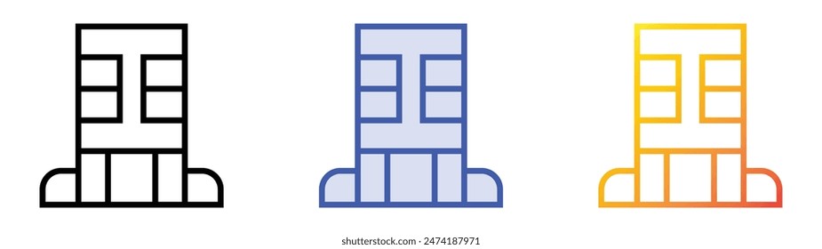 headquarter icon. Linear, Blue Fill and Gradient Style Design Isolated On White Background