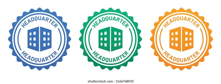 Headquarter stamp vector sign. Building icon for company headquarters concept.