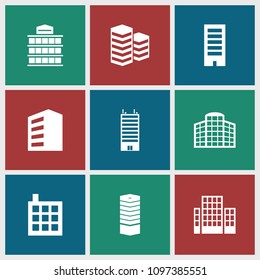 Headquarters icon. collection of 9 headquarters filled icons such as business centre, building. editable headquarters icons for web and mobile.