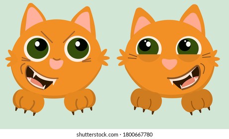 heads of angry red cats, the illustration can be used as stickers