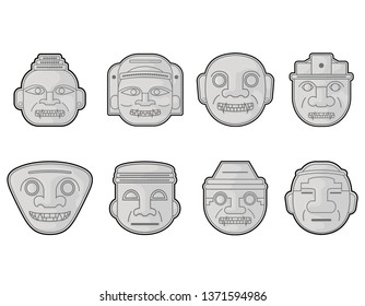 Heads of Colombian pre hispanic San Agustin sculptures, vector illustration set - Vector
Vector pack 