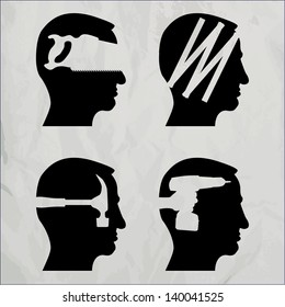 Heads with DIY tool theme - illustration