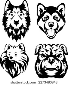 Heads of dog. Abstract character illustration. Graphic logo design templates for emblem.