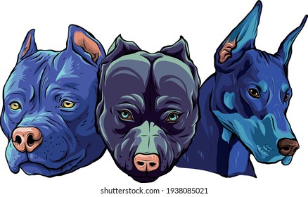 Cabeza de perro pitbull dobermann vector bulldog