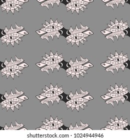 Heads of dragon. Comic background or texture. Seamless pattern.  Vector illustration.