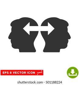 Heads Exchange Arrows EPS vector icon. Illustration style is flat iconic gray symbol on white background.