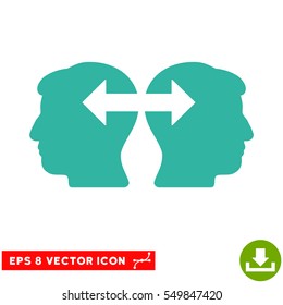 Heads Exchange Arrows EPS vector pictogram. Illustration style is flat iconic cyan symbol on white background.