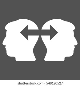Heads Exchange Arrows vector icon. Style is flat graphic symbol, white color, gray background.
