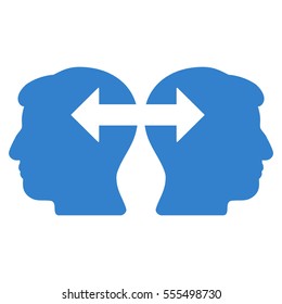 Heads Exchange Arrows vector pictogram. Style is flat graphic symbol, cobalt color, white background.