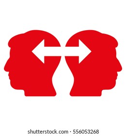 Heads Exchange Arrows vector pictograph. Style is flat graphic symbol, red color, white background.