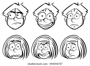 Heads with facial expressions