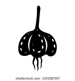 Heads of garlic doodle vector illustration. Creative food ingredient, heat condiment symbol, icon, element, logo