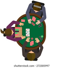 Heads Up hold'em poker match. Two players and dealer