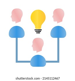 heads icons, concept of collective ideas, thoughts, vector illustration