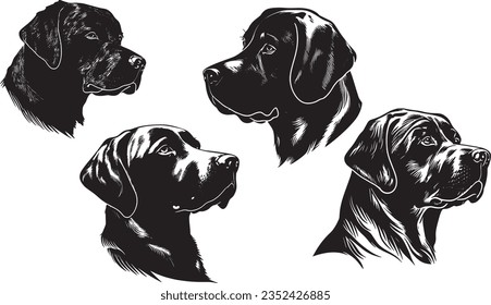 Leiter von Labrador-Hunden in Vektorformat für Logos, Symbole, Tätowierungen, mehr in Schwarz-Weiß