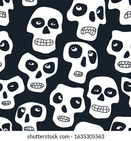 Heads masked as skull seamless pattern. Dia los muertos theme vector background. 