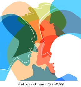 Heads people concept, symbol of communication between people. Vector ilustration.