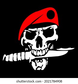 heads skull red beret vector design