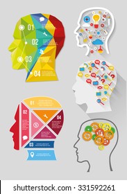 Heads symbols set. Vector  concept of a humans head.