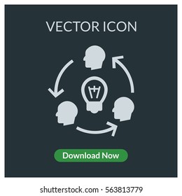 Heads turn around bulb vector icon